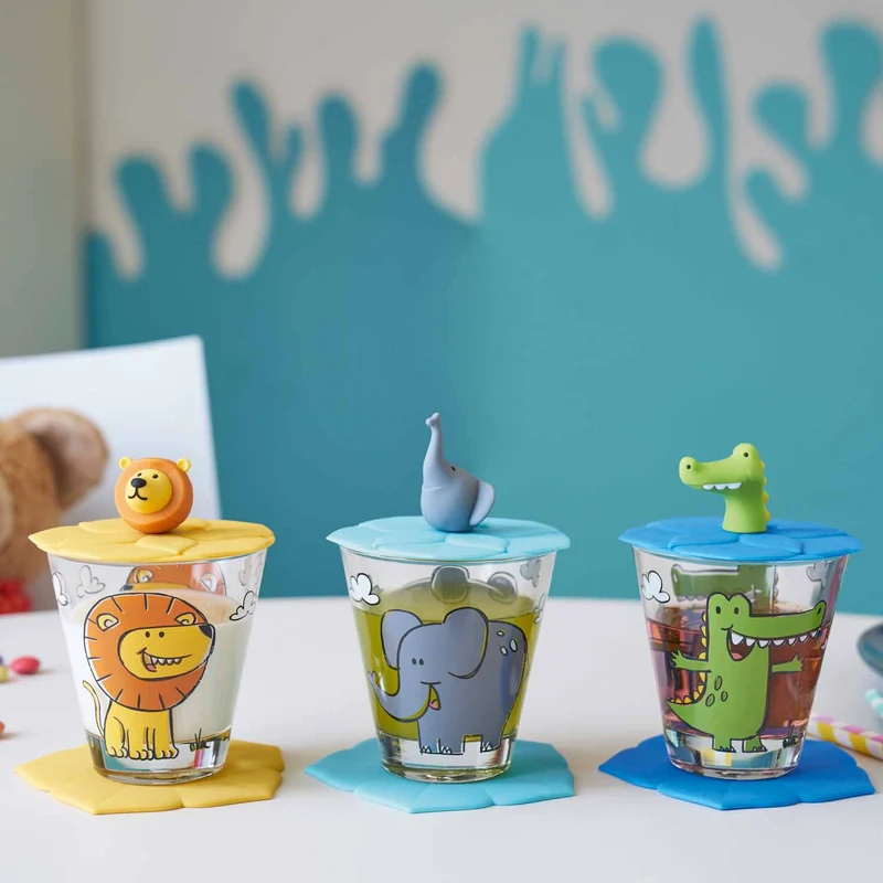 Kindertrinkset BAMBINI 9-teilig Löwe/Krokodil/Elefant