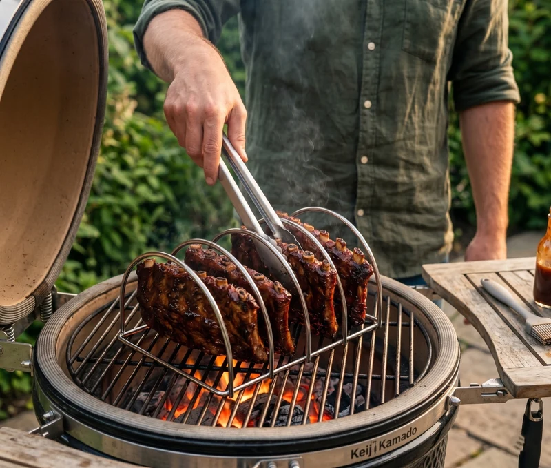 Keij Kamado Sparerib Rack Small Edelstahl 25 cm - Rib Rack für 4 Spareribs