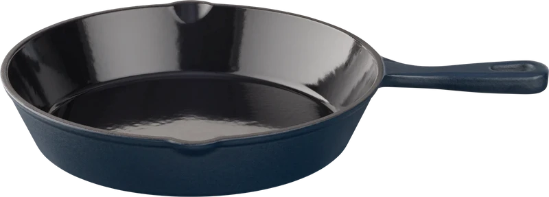 Keij Kamado Skillet Bratpfanne Gusseisen Emaille 25,5 cm Matt Blau - Induktion BBQ