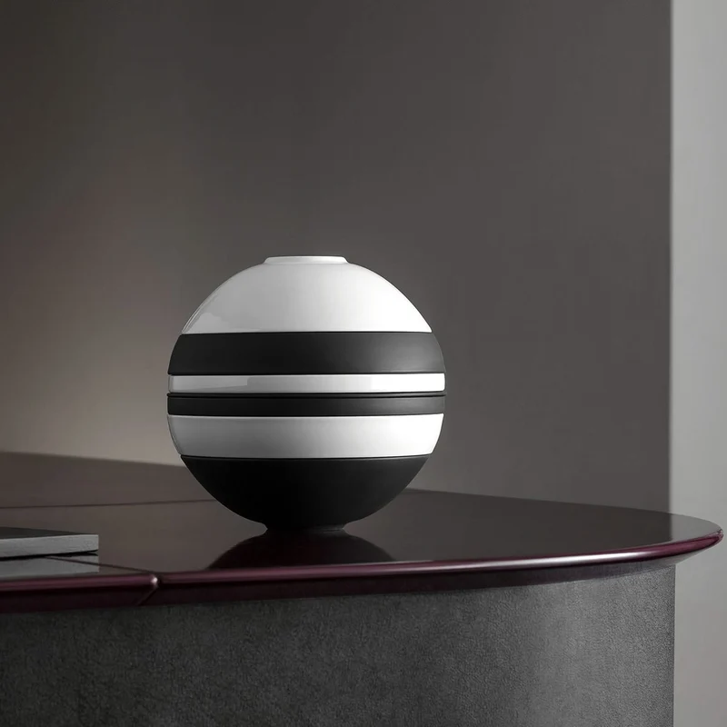 Villeroy & Boch Geschirrset La Boule Schwarz / Weiß 7-teilig / 2 Personen - 2 Schalen, 2 Teller, 2 Universalplatten und 1 Servierschale