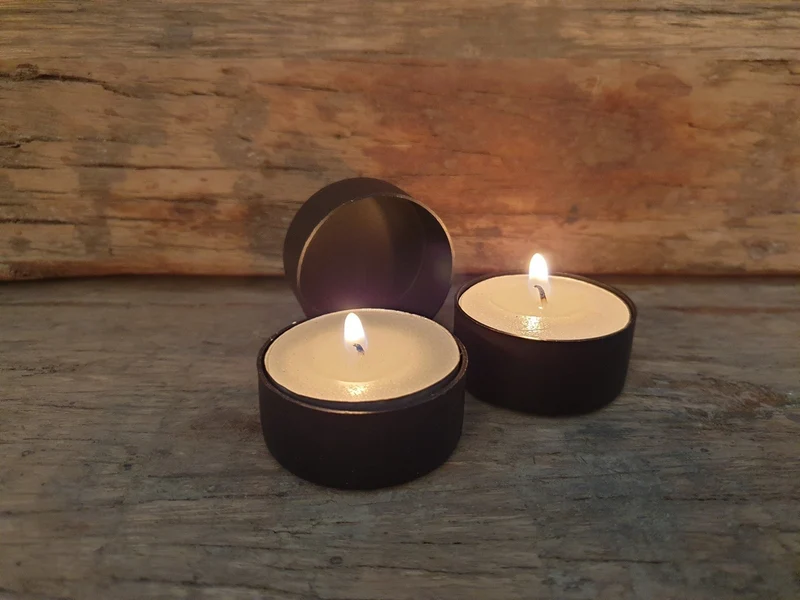 Waxinelichthouder rond metaal 3x4cm zwart