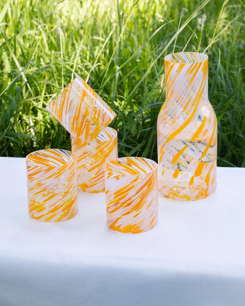 Joia Glas groß drops orange 5er-Set