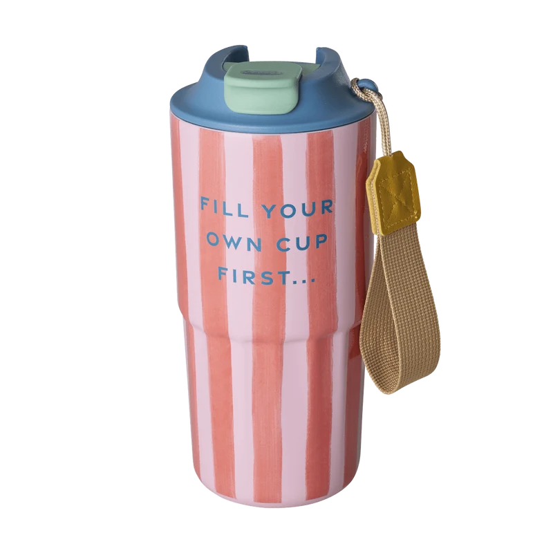 rice Isolierbecher Edelstahl Pink Stripes Print