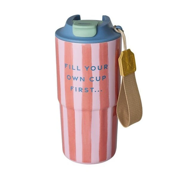 rice Isolierbecher Edelstahl Pink Stripes Print