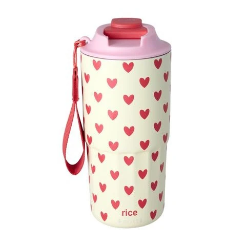 rice Isolierbecher Edelstahl Crème Hearts Print