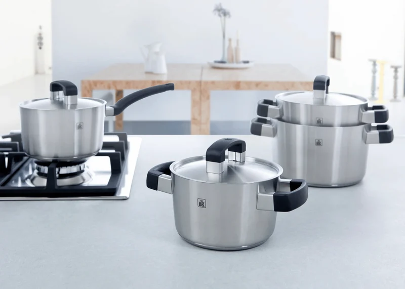 BK Topfset Conical Cool 5-teilig - Edelstahl - Kochtöpfe ø 16, 18, 20, 24 cm & Stieltopf ø 16 cm