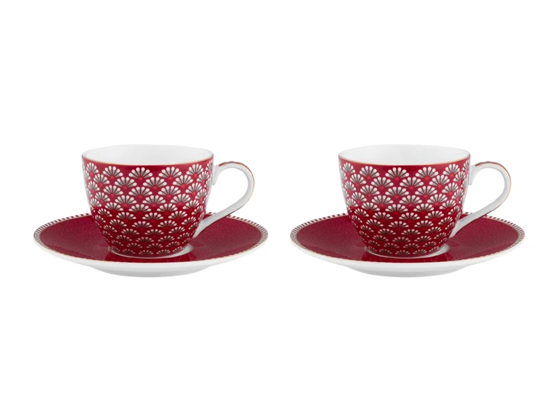 PIP STUDIO Blooming Tales Dark Red Espressotasse mit Untertasse 0,12l Set2