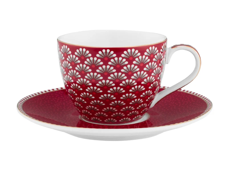 PIP STUDIO Blooming Tales Dark Red Espressotasse mit Untertasse 0,12l Set2