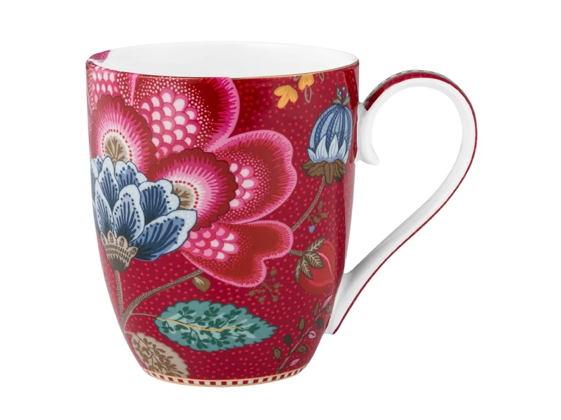 PIP STUDIO Blooming Tales Dark Red Henkelbecher XL 0,45l Set2