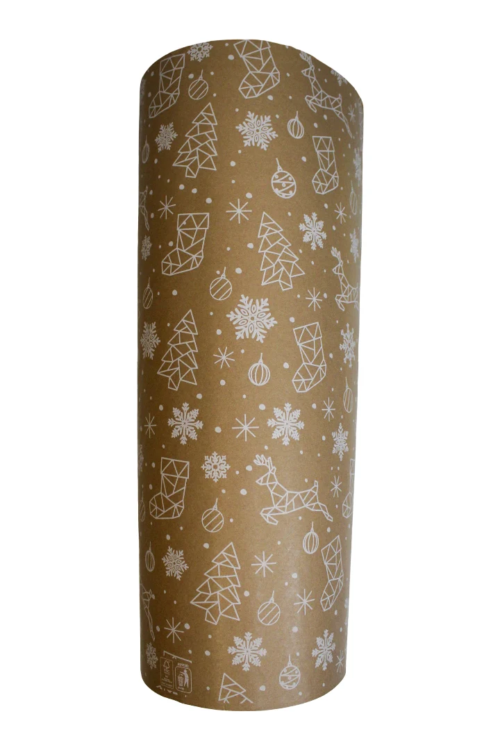 Rol pakpapier Christmas Glow Wit bruin FSC mix 60cm 12kg