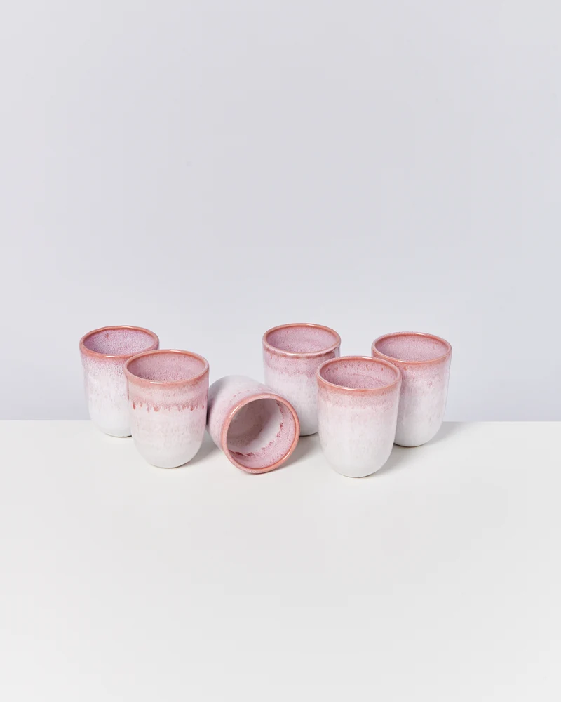 Copa Alto Becher groß rosa weiß 6er-Set