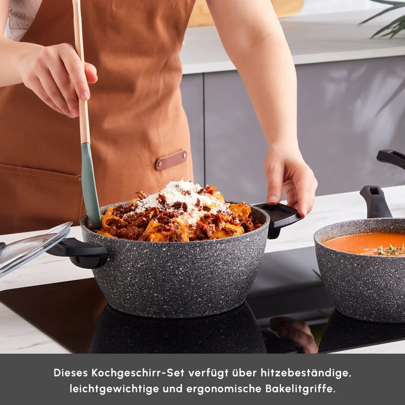 Karaca Gris Biogranite Induktion-Basis Kochgeschirr-Set, 5 Teilig