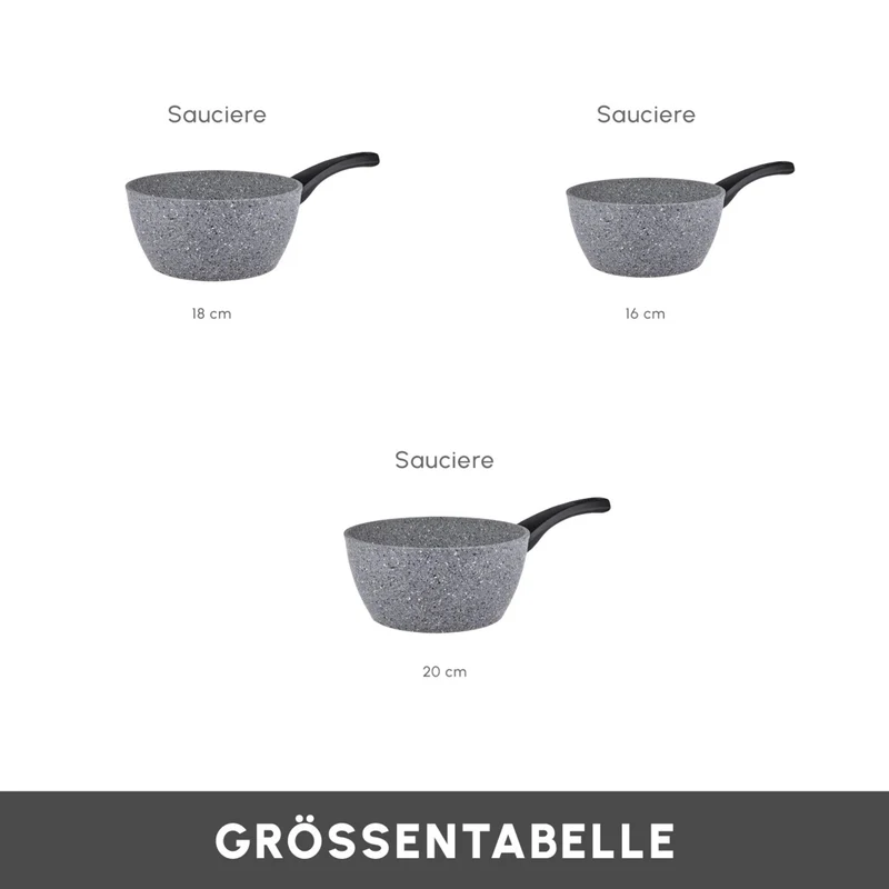 Karaca Gris Biogranit Induktions Milchtopf-Set, 3 Teilig