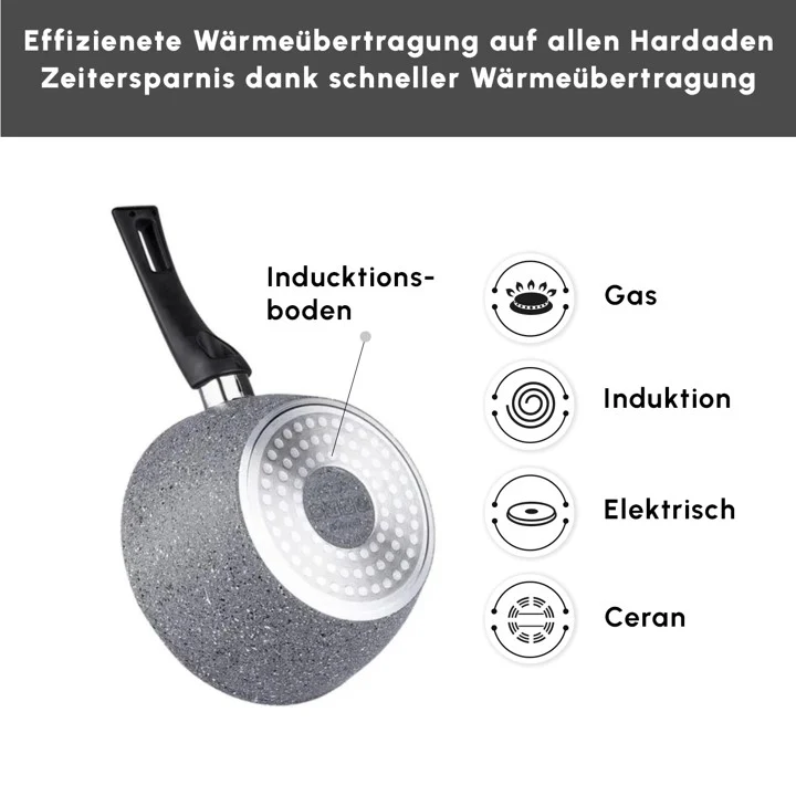 Karaca Gris Biogranit Induktions Milchtopf-Set, 3 Teilig