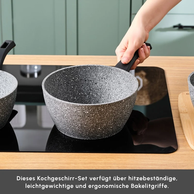 Karaca Gris Biogranit Induktions Milchtopf-Set, 3 Teilig
