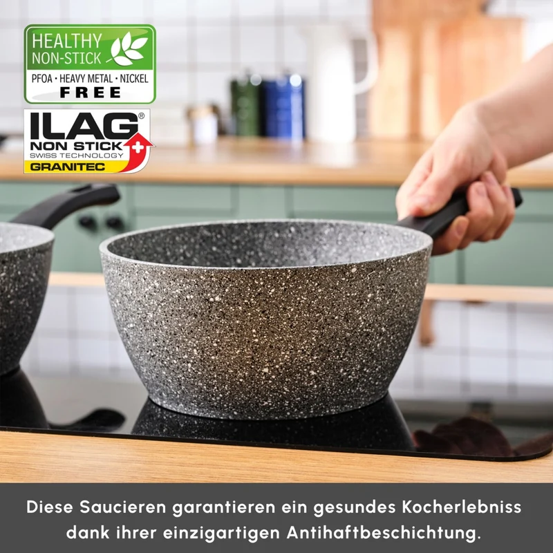 Karaca Gris Biogranit Induktions Milchtopf-Set, 3 Teilig