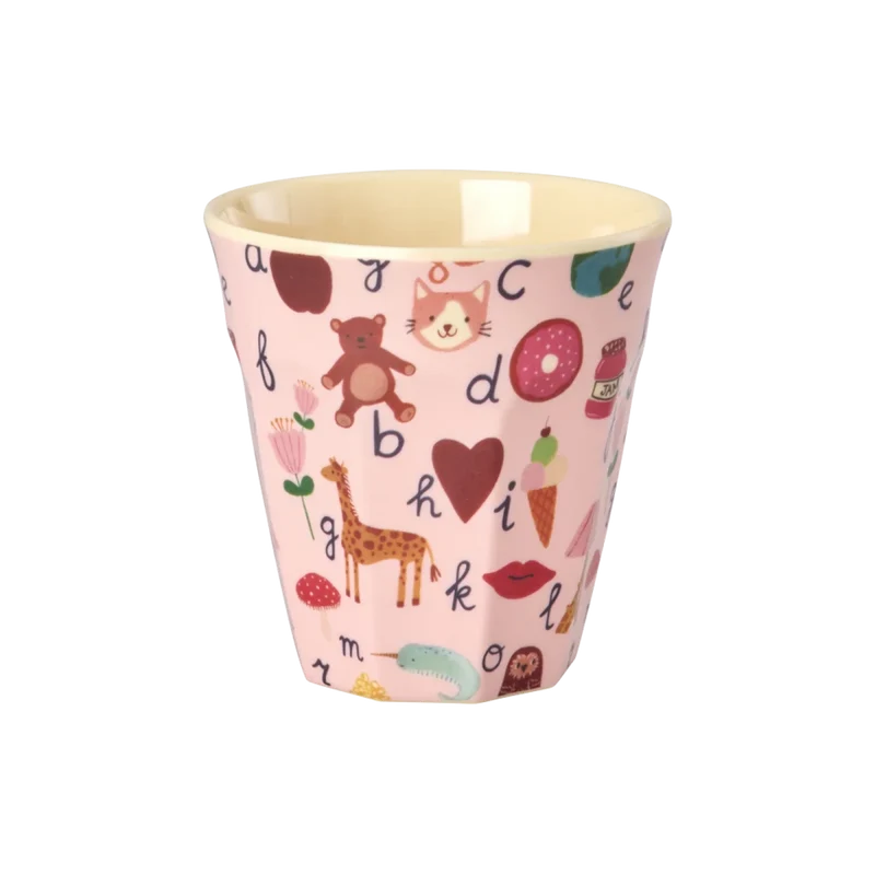 rice mittelgroßer Kinderbecher Pink ABC
