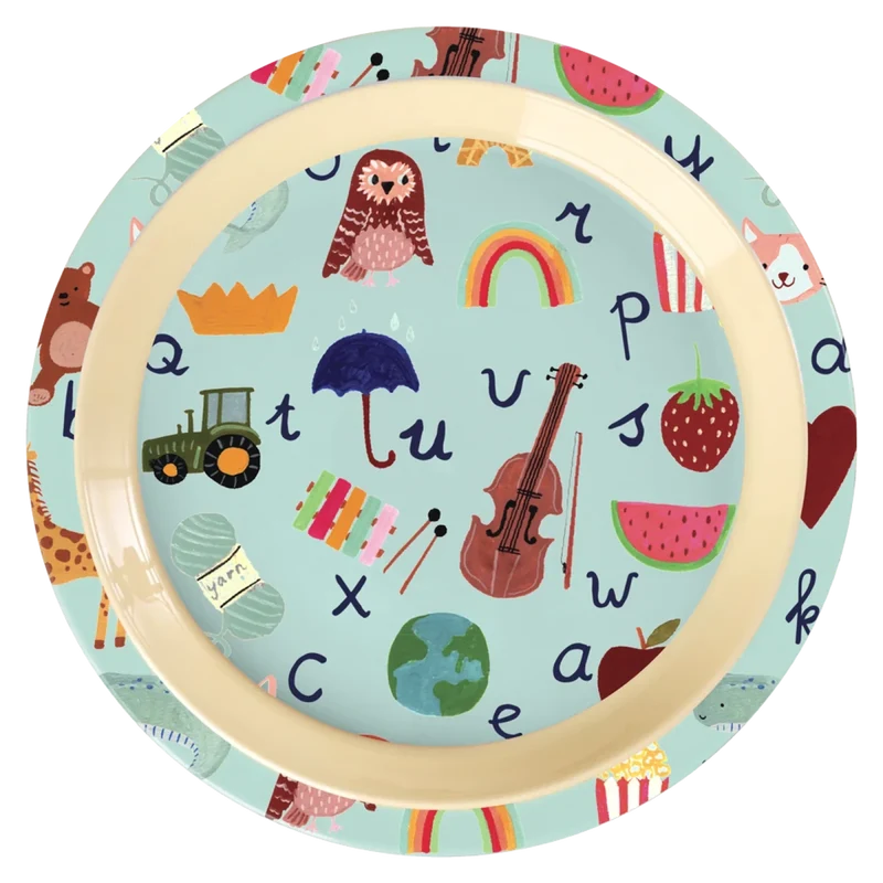 rice Kinderteller Blau ABC – robust & bunt