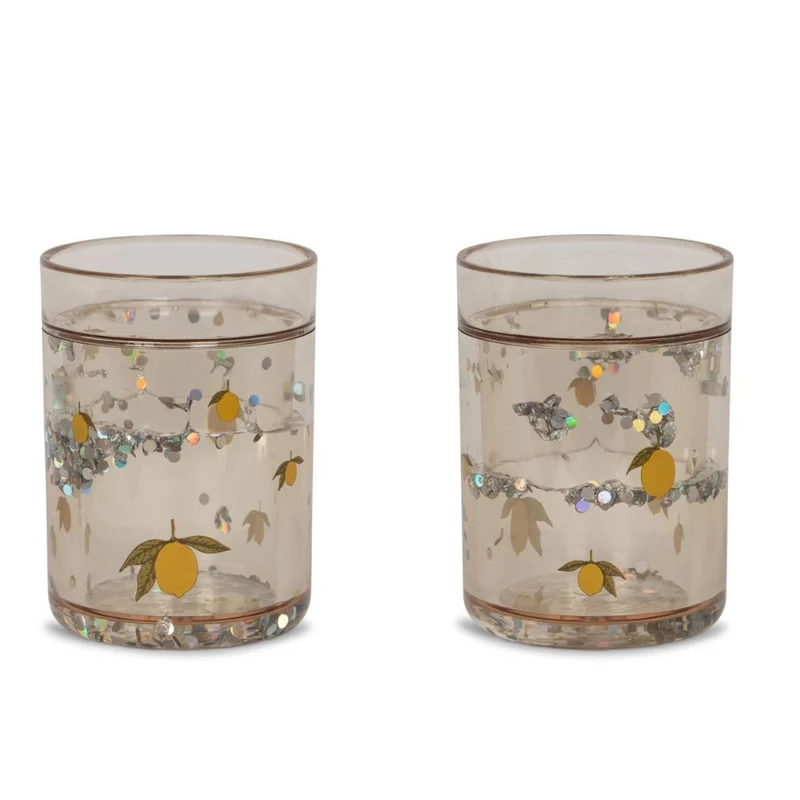 Glitzerbecher 2er Set Lemon