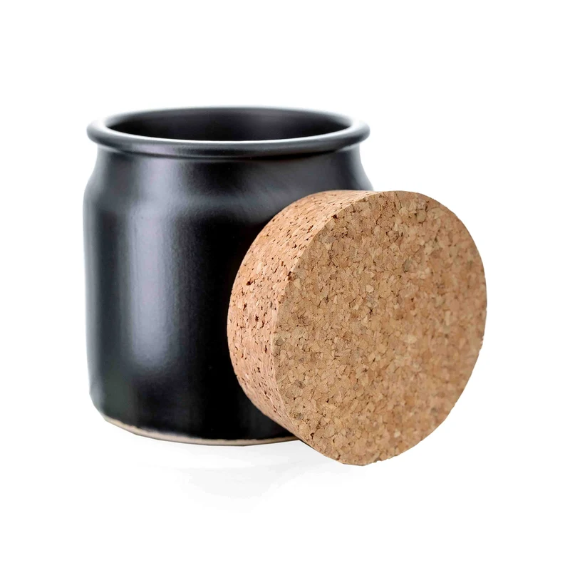 Tontöpfchen 160 ml Schwarz-Matt mit Korken