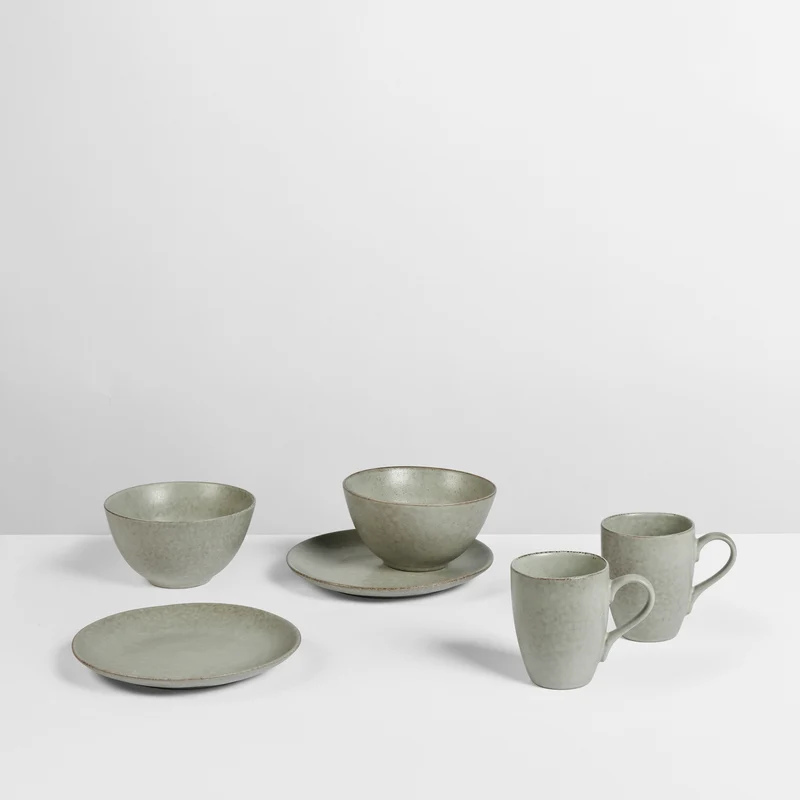 Broste Copenhagen Frühstücksset Nordic Marsh 6-teilig / 2 Personen - 2 Frühstückteller, 2 Schalen und 2 Tassen