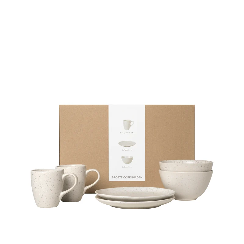 Broste Copenhagen Frühstücksset Nordic Vanilla 6-teilig / 2 Personen - 2 Frühstückteller, 2 Schalen und 2 Tassen