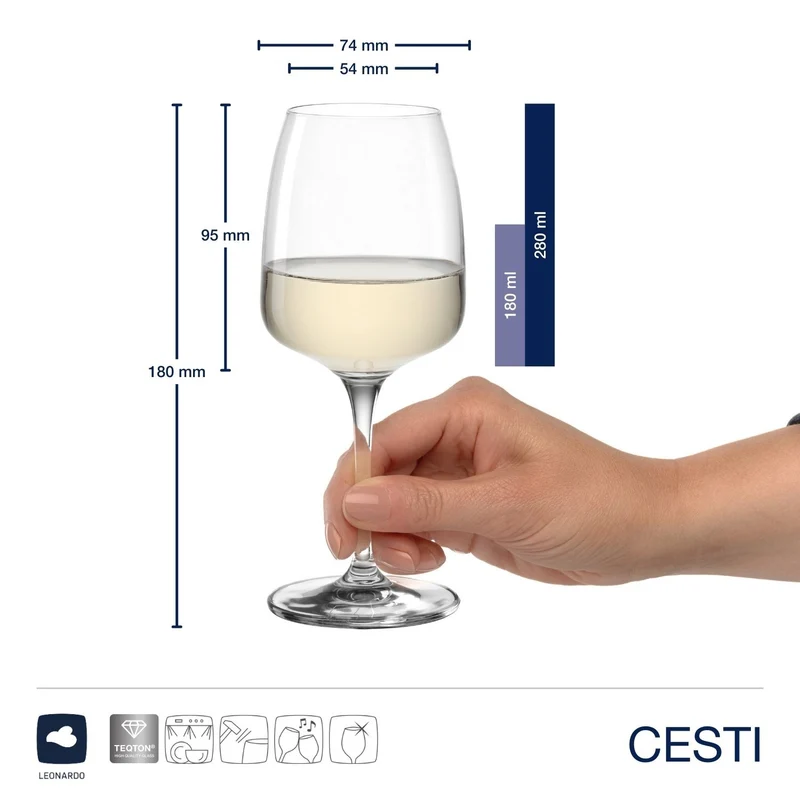 Rieslingglas CESTI 280 ml 6er-Set + Poliertuch