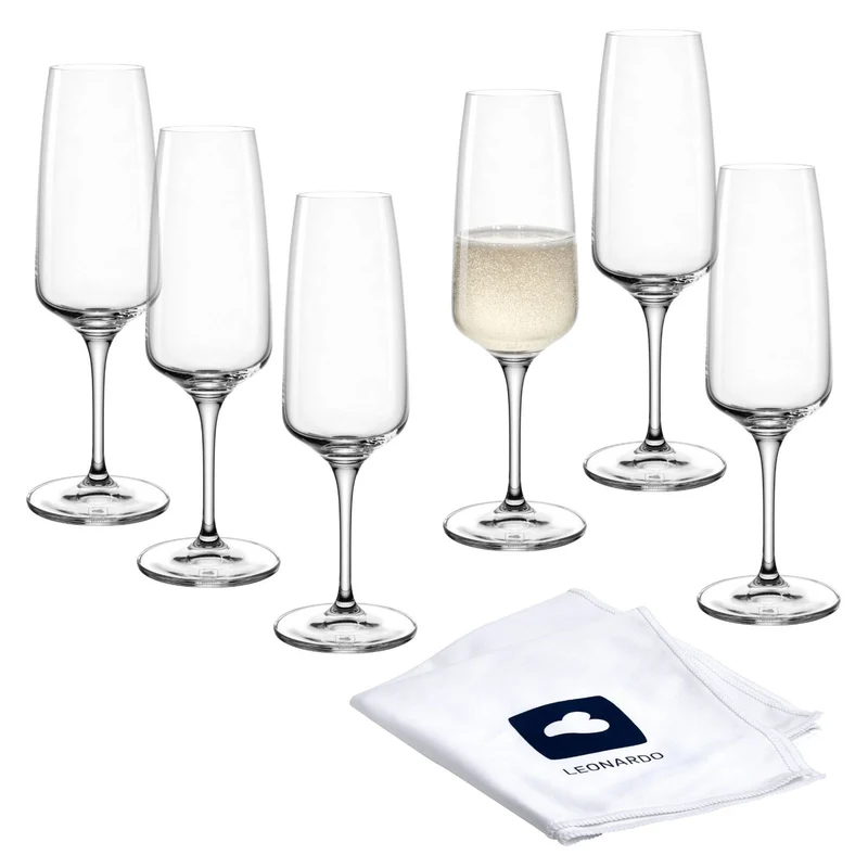 Sektglas CESTI 240 ml 6er-Set + Poliertuch