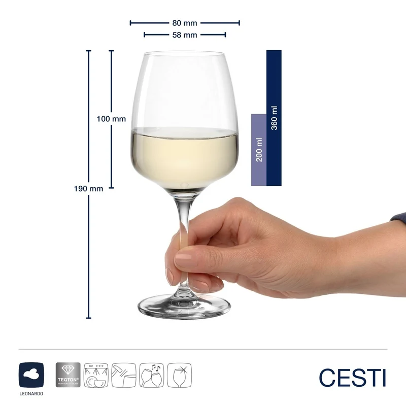 Weißweinglas CESTI 360 ml 6er-Set + Poliertuch