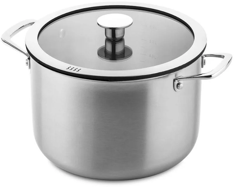 DUCQ Topfset - Stieltopf ø 16, 18, 20, 24 cm & Stieltopf ø 16 cm & Bratpfanne ø 26 cm + Deckel - Induktion - Downdraft - Edelstahl - 6-teilig