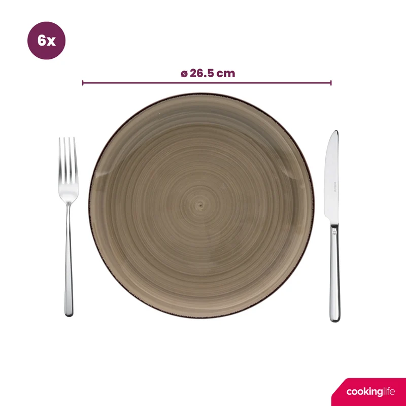 Cookinglife Speiseteller Delice Grau ø 26,5 cm - 6 Stück