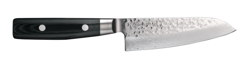 Yaxell Santoku-Messer Zen 16,5 cm – 37-lagiger Damaststahl – Raster auf Canvas-Micarta
