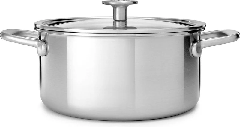 KitchenAid Topfset Multi-Ply 4-teilig - Edelstahl - Kochtöpfe ø 20, 24 cm, Stieltopf ø 16 cm & Bratpfanne ø 24 cm