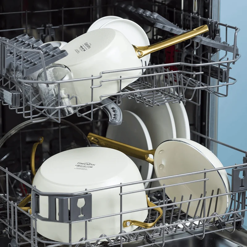 GreenPan Topfset Padova Reserve Cremeweiß 6-teiliges – Keramik-Antihaftbeschichtung – Kochtopf ø 24 cm, Stielkasserolle ø 18, 20 cm, Bratpfanne ø 20, 28 cm und Sauteuse ø 24 cm