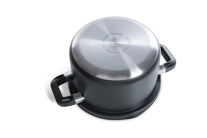 BK Topfset Flow Cool Schwarz 4-teilig -Edelstahl - Kochtöpfe ø 16, 18, 20 cm & Stieltopf ø 16 cm