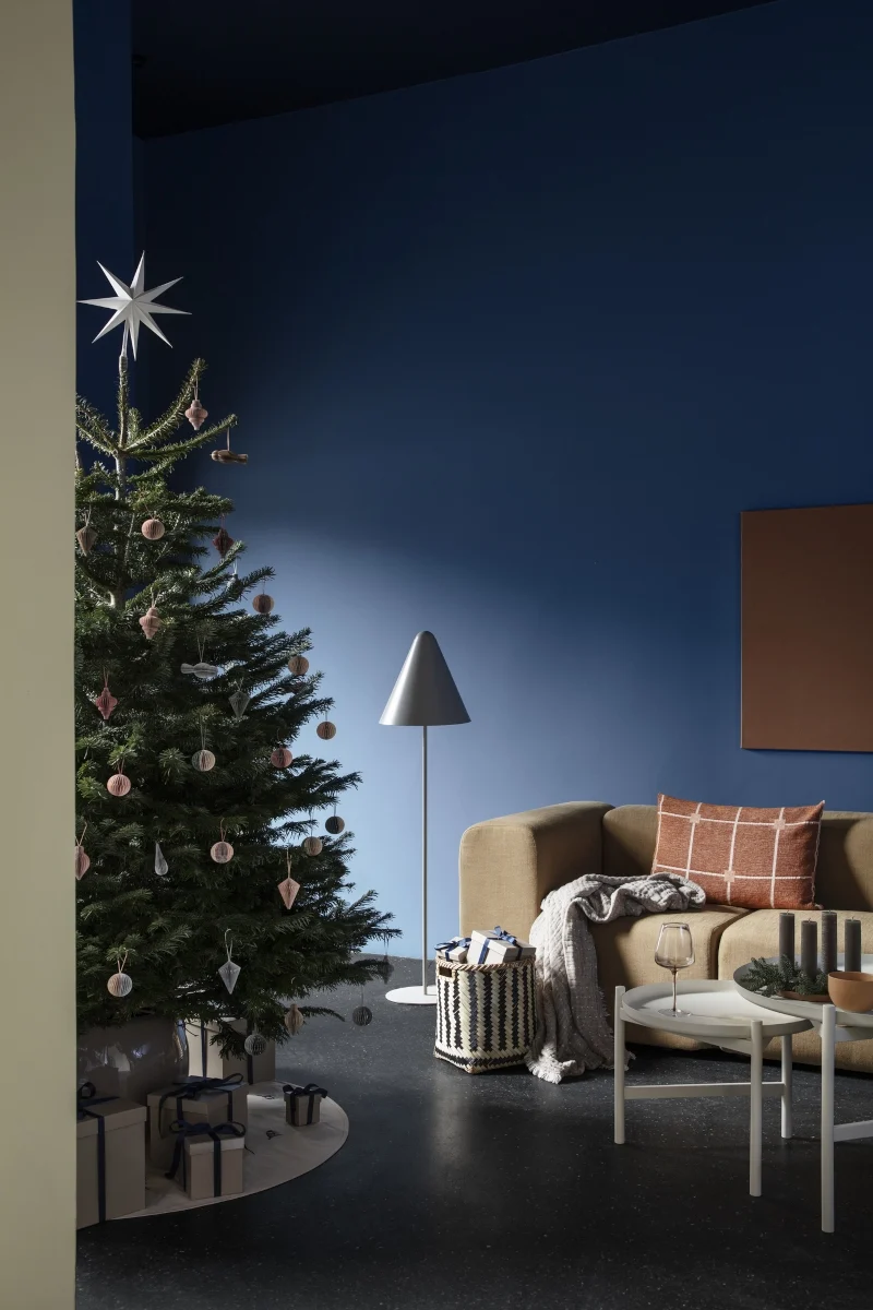 Broste Copenhagen BAUM Papier mit Silberglitzer pompeian red