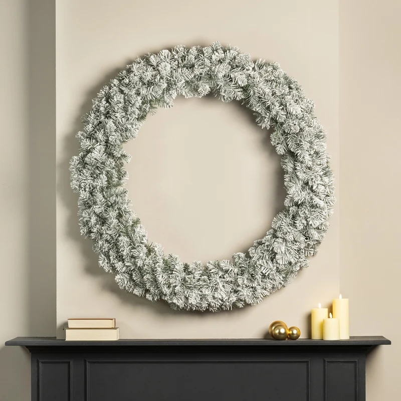 Imperial krans snowy binnen dia120cm H.25cm groen/wit