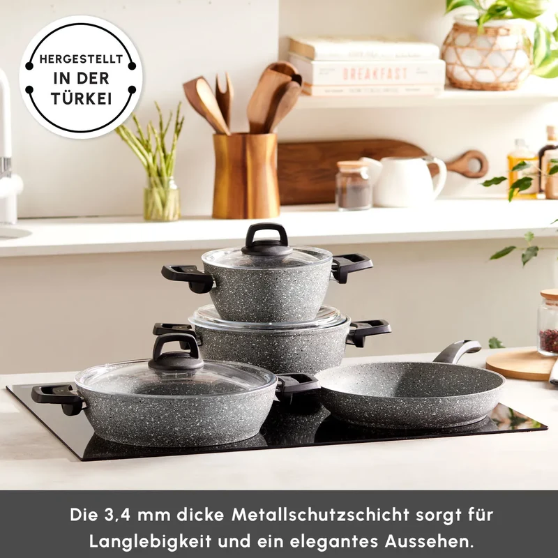 Karaca Gris Biogranit Induktion-basis Kochtopf Set, 7 teilig