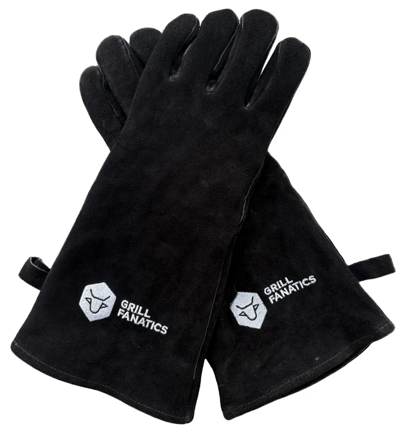 Cookinglife Grillhandschuhe / Ofenhandschuhe aus schwarzem Leder, 500 °C - 2 Stück