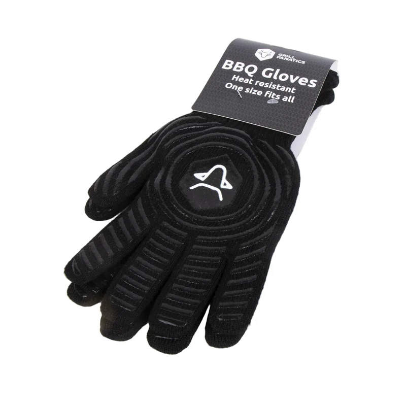Grill Fanatics BBQ Handschuhe Textil-Silikon 250C Schwarz - Ofenhandschuhe 2 Stk