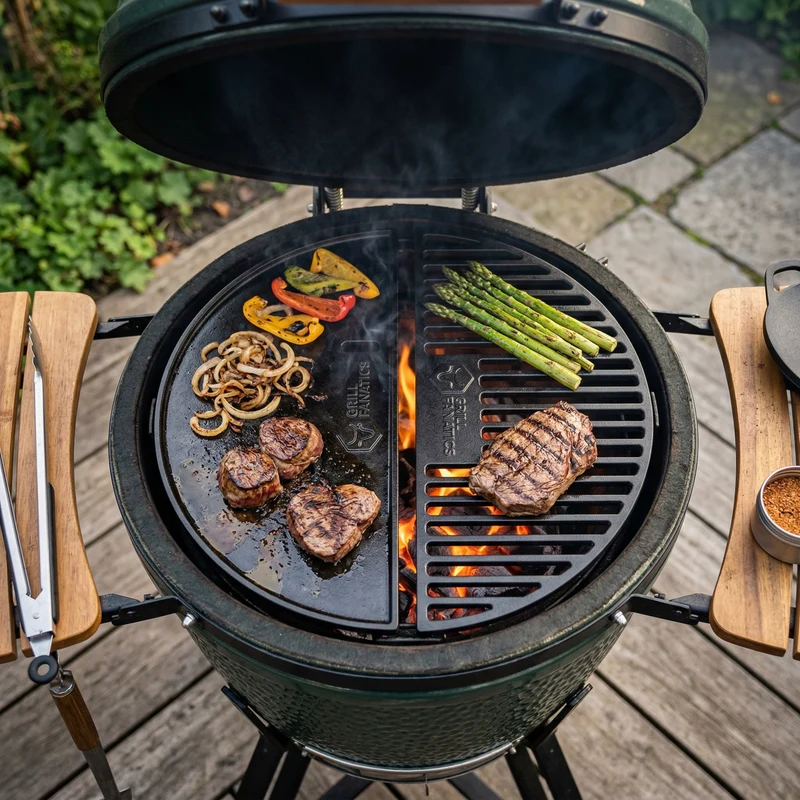 Cookinglife Halbmond-Grillrost aus Gusseisen - Geeignet für 46 cm Kamados