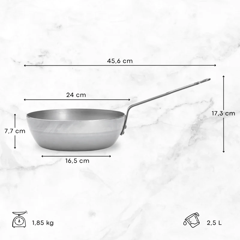 De Buyer Bratpfanne Mineral B - ø 24 cm / 2.5 Liter - ohne Antihaftbeschichtung