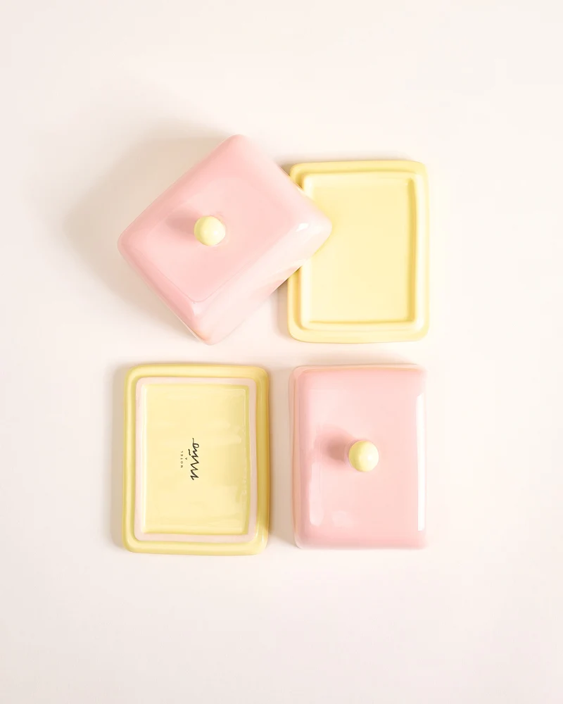 Seia Butterdose rosa gelb