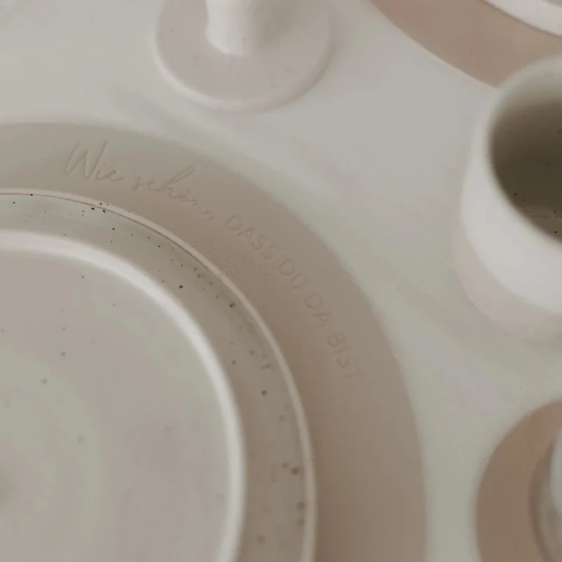 Wendbares Tischset „Wie schön“ Creme