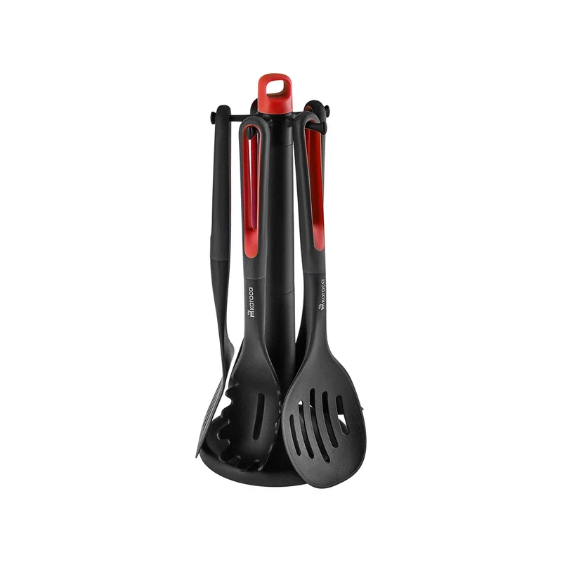 Karaca Marco Rot 6-teiliges Service-Set mit Ständer