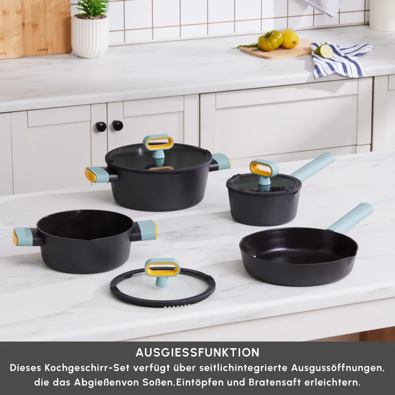 Karaca Swiss Crystal Fancy Keramik Kochgeschirr-Set 7 Teile