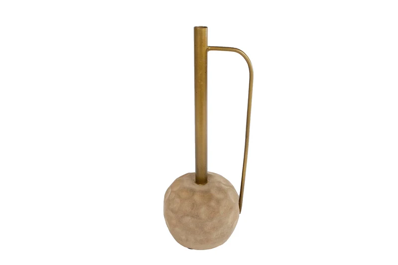 Vase "Tiffany" L-Lampe gold/cremefarbenes Metall 12x12x33cm