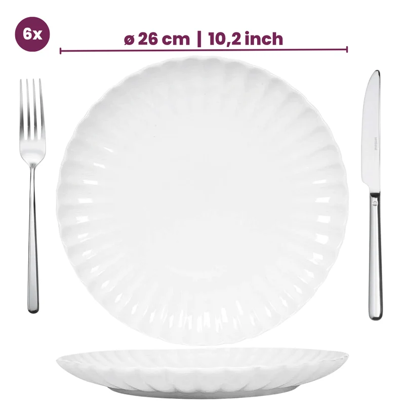 Cookinglife Speiseteller Cardida Off White ø 26 cm - 6 Stück
