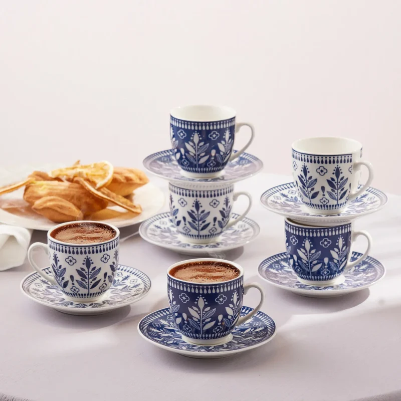 Karaca Peyker Kaffeetassen-Set für 6 Personen, 85 ml
