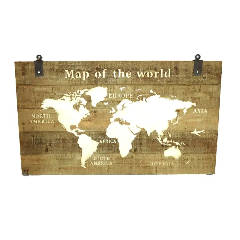Wandbild aus Holz 140x4,5x80cm Weiß gewaschen